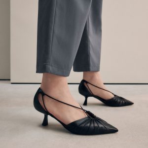 JUL273 White Divided Weave Kitten Slingback Shoes