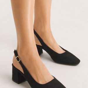 JUL279 Regular Fit Kaya Kitten Heel Black Shoes