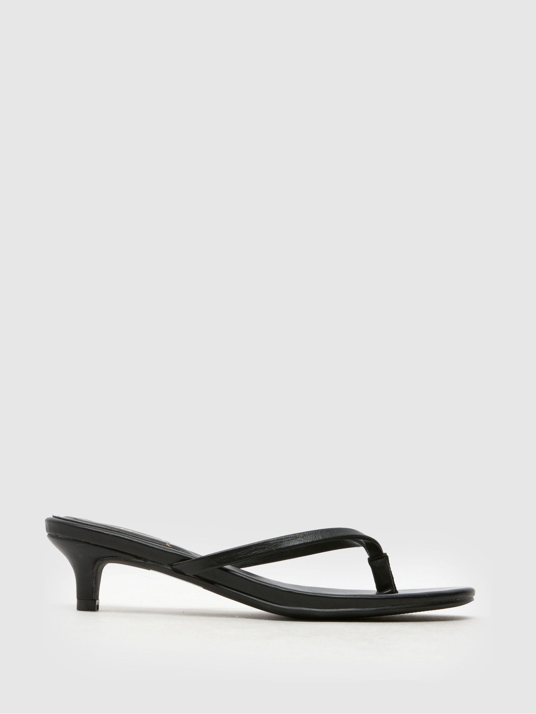 JUL270 Black Wide Fit Kitten Heel Sandals In Extra Wide Fit