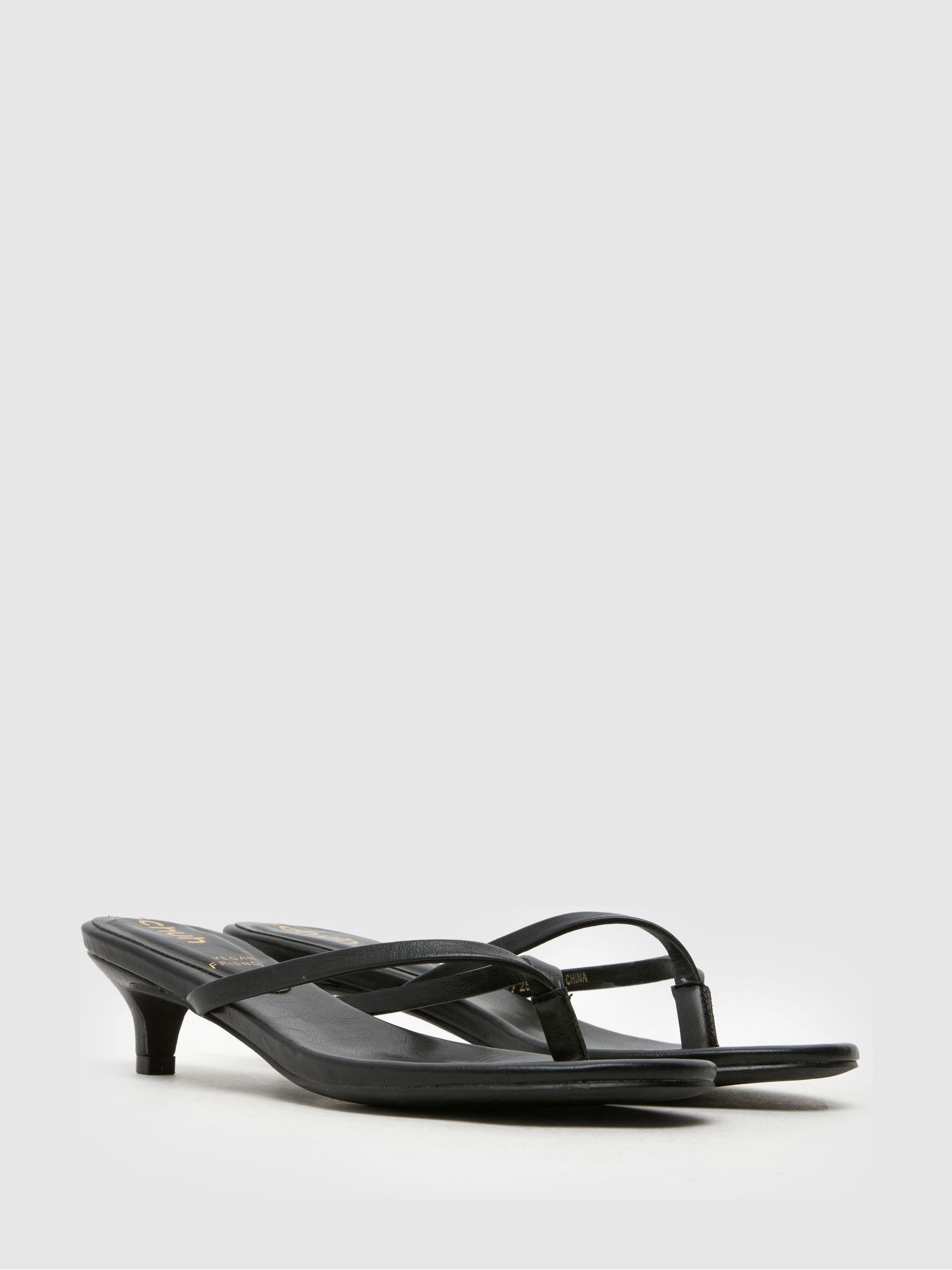 JUL270 Black Wide Fit Kitten Heel Sandals In Extra Wide Fit - Image 2