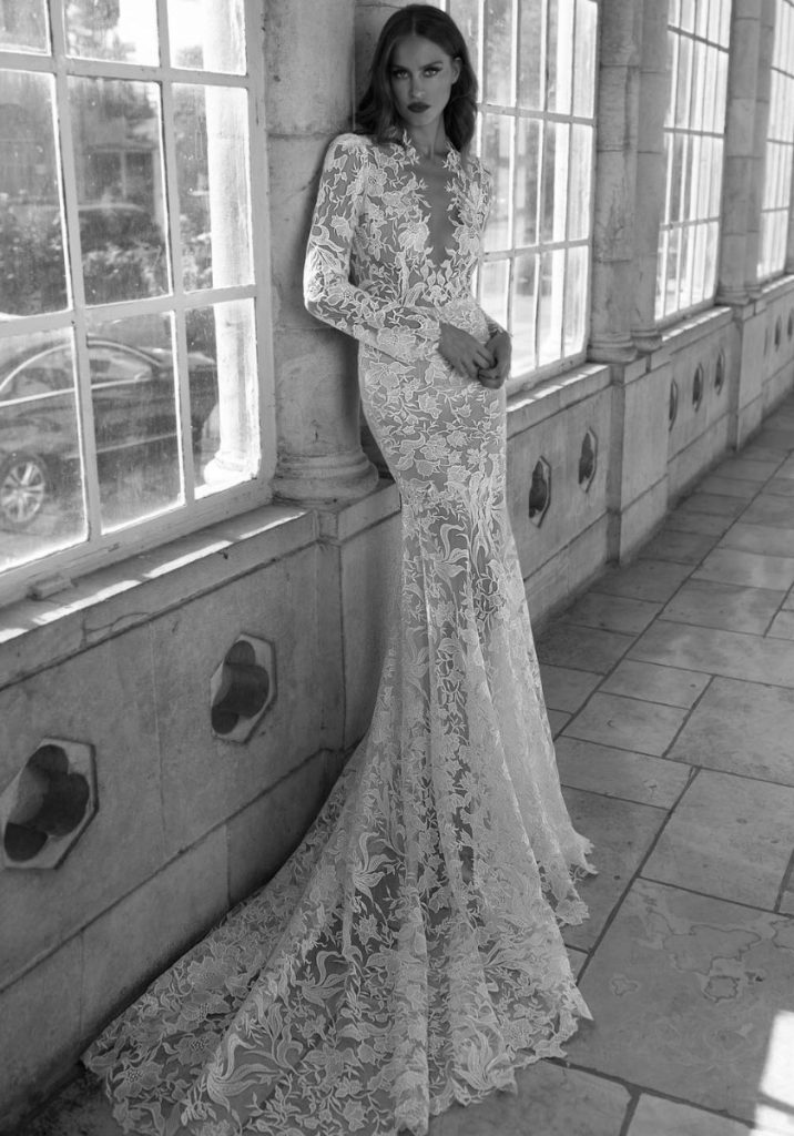 JUL222 Tattoo-Effect Long Sleeves Wedding Dress