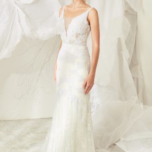 JUL233 Beaded Mint Blue Lace Wedding Dress