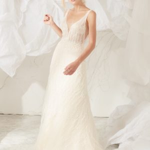 JUL244 Heavily Beaded Wedding Dress with Fringes
