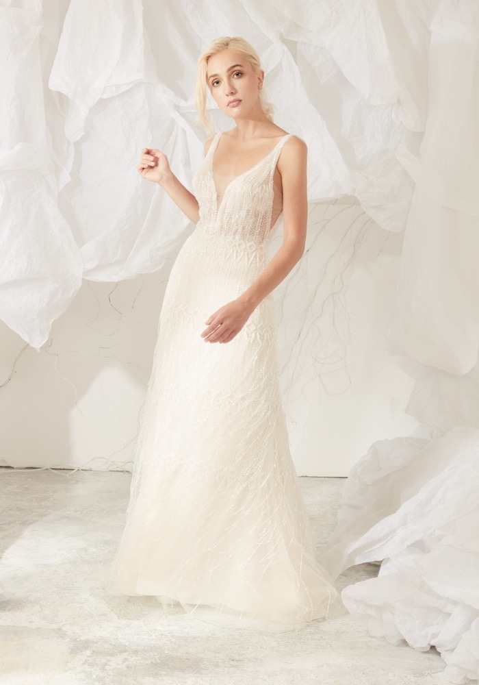 JUL244 Heavily Beaded Wedding Dress with Fringes