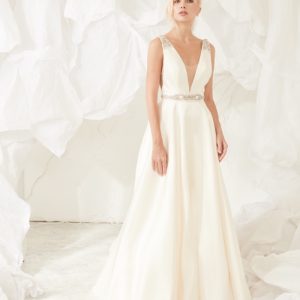JUL234 Satin Wedding Dress with Plunging Back