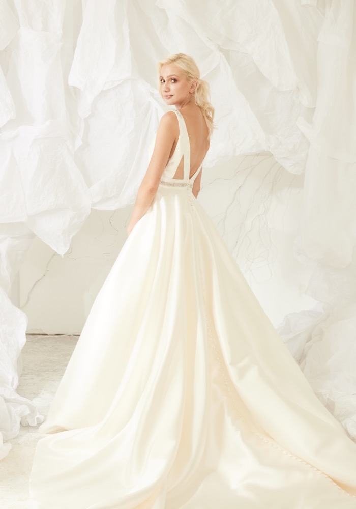 JUL234 Satin Wedding Dress with Plunging Back - Image 2