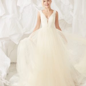 JUL240 Embroidered Tulle Ball Gown