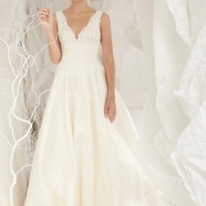 JUL236 Beaded Satin Ball Gown