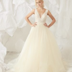 JUL237 Heavily Beaded Tulle Ball Gown