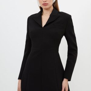 JUL263 Compact Stretch Tailored Full Skirt Mini Blazer Dress