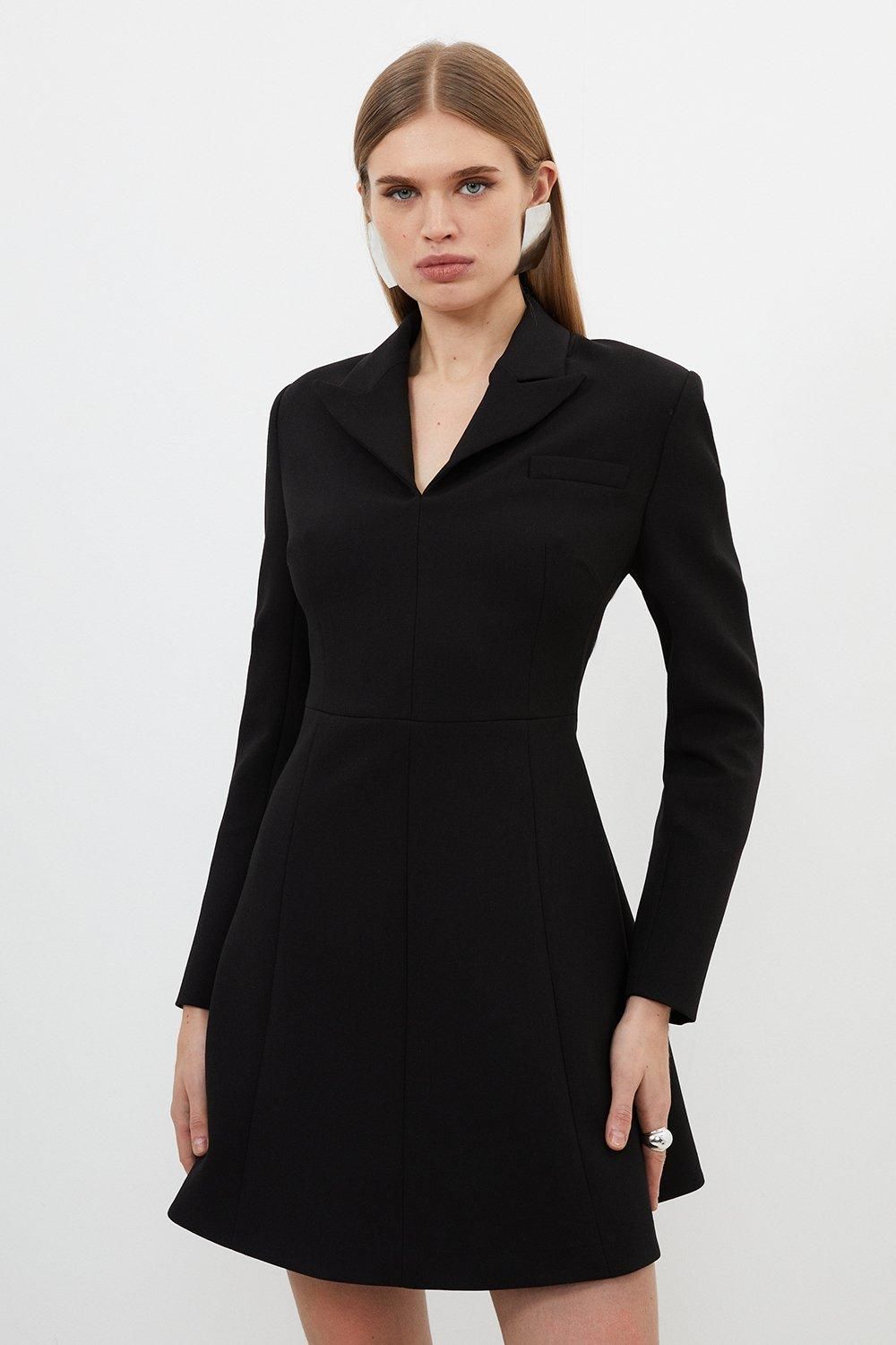 JUL263 Compact Stretch Tailored Full Skirt Mini Blazer Dress