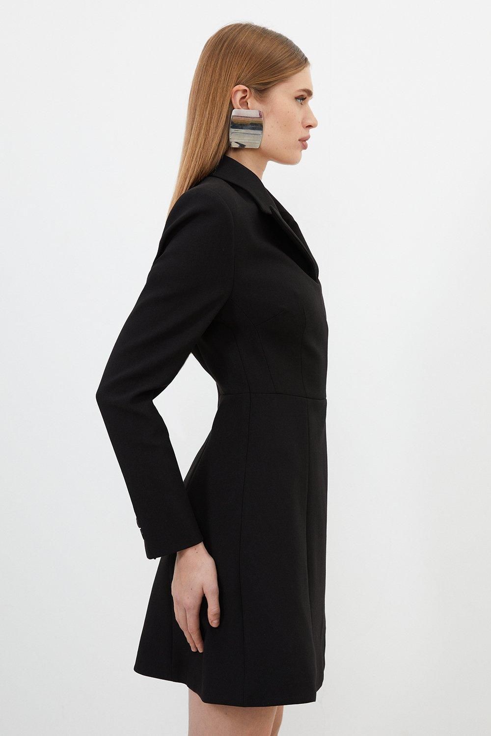 JUL263 Compact Stretch Tailored Full Skirt Mini Blazer Dress - Image 3