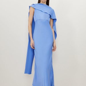 JUL250 Tall Viscose Satin Draped Midi Dress