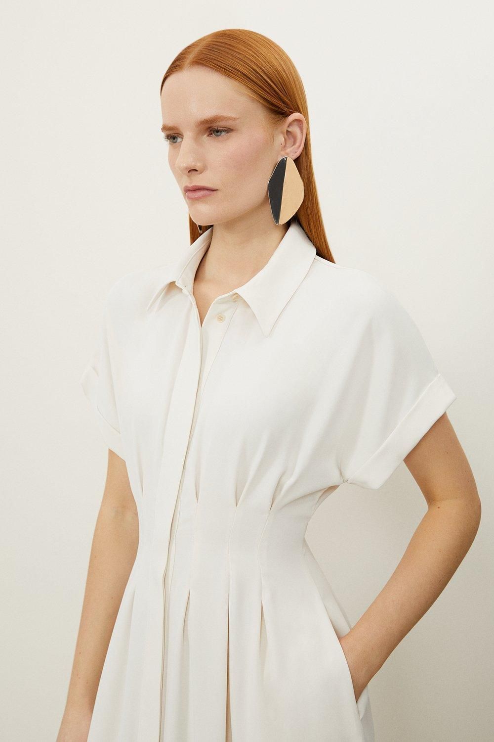 JUL260 Soft Tailored Belted Darted Midi Shirt Dress - Image 2