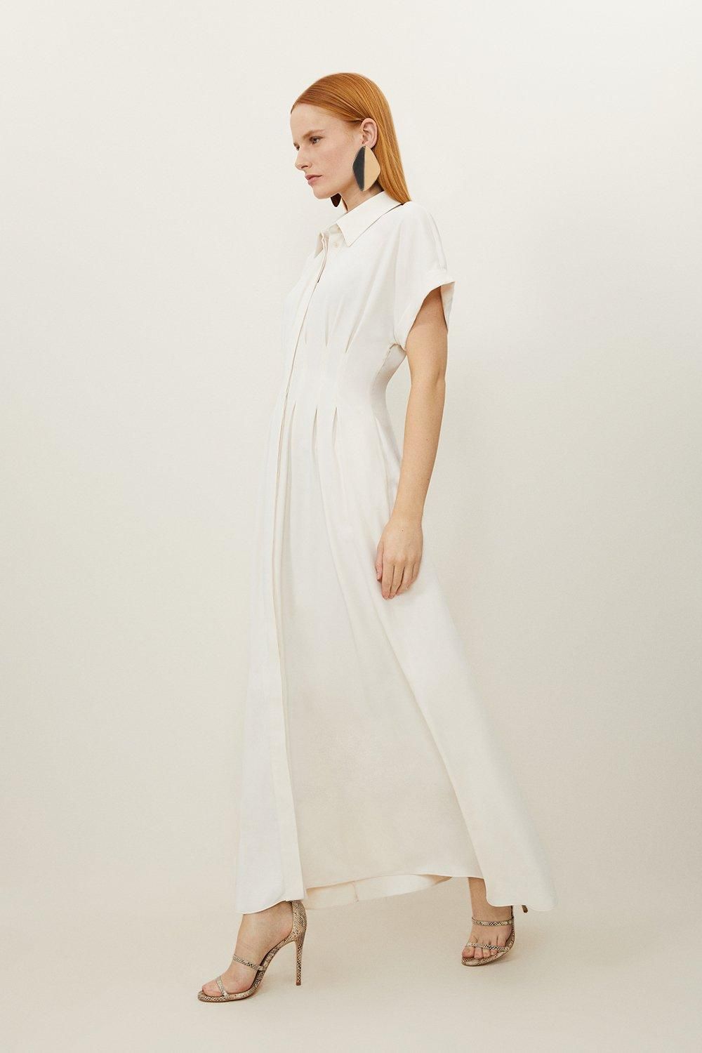 JUL260 Soft Tailored Belted Darted Midi Shirt Dress - Image 3