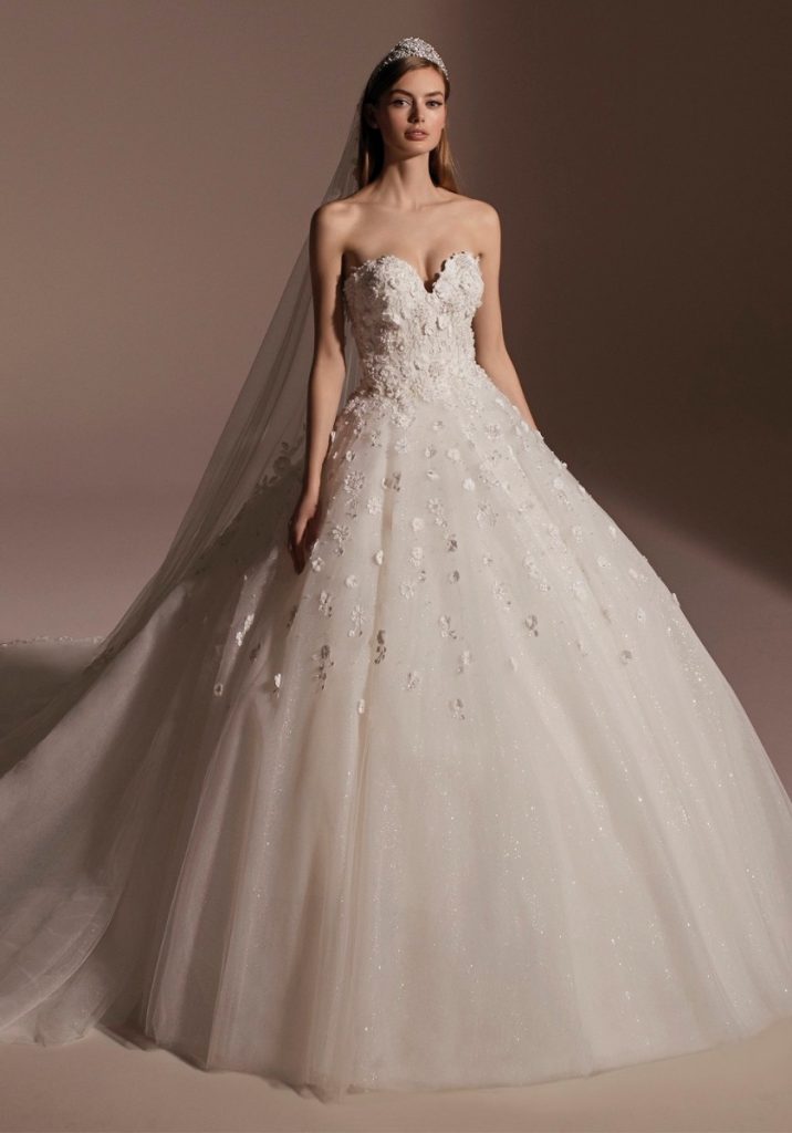 JUL224 3D Flowers Shimmers Ball Gown