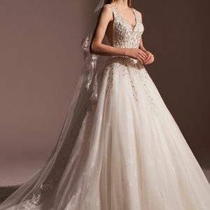 JUL225 Heavily Beaded Tulle Princess Ball Gown