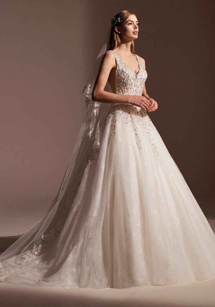 JUL225 Heavily Beaded Tulle Princess Ball Gown